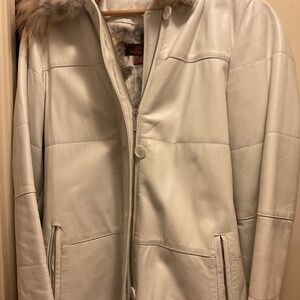 Danier XS White Leather Coat